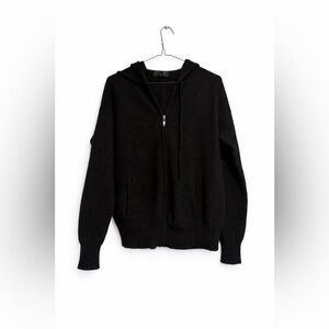 100% Cashmere Black Zip Hoodie Soft Luxury Sweater Size S